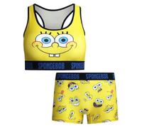 COCO BRANDS SpongeBob SquarePants Womens Sports Bra Set - 2 Piece Sports Bra and Boxer Briefs Underwear Set for Women (S-XL), Spongebob Close Up, Large