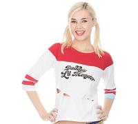 COCO BRANDS Suicide Squad Harley Quinn Daddy Little Monster Halloween Costume Cosplay for Women White Raglan T-Shirt