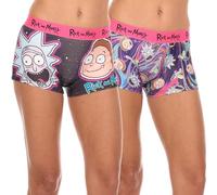 COCO BRANDS Womens Boyshorts Underwear - 2 Pack Seamless Soft Boy Shorts Boxers for Women with Elastic Waistband (S-3X Plus), Black/Multicolor Rick and Morty Print, XL