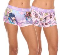 COCO BRANDS Womens Boyshorts Underwear - 2 Pack Soft Seamless Boy Shorts Boxers for Women with Elastic Waistband, Pink/Ombre Pink Bratz Slumber Party Print, L