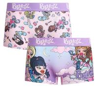 COCO BRANDS Womens Boyshorts Underwear - 2 Pack SpongeBob SquarePants Strawberry Shortcake Powerpuff Girls Boxers for Women, Pink/Ombre Pink Bratz Slumber Party Print, M