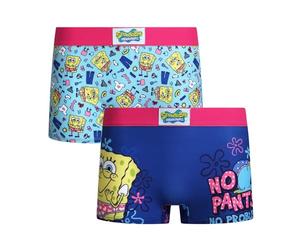 COCO BRANDS Womens Boyshorts Underwear - 2 Pack SpongeBob SquarePants Strawberry Shortcake Powerpuff Girls Boxers for Women, Blue/Purple Spongebob, M
