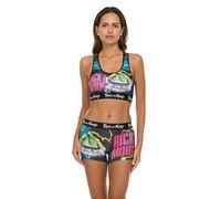 COCO BRANDS Womens Underwear Set - 2 Piece Racerback Sports Bras for Women and Boys Shorts Womens Bra and Panty Set S-3X Plus, Black Rick and Morty Spaceship Print, Medium