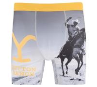 COCO BRANDS Yellowstone Men's Boxer Briefs - No Fly, Anti-Chafing Stitching, Comfort Shaped/Cotton Lined Crotch, Multicolor/Cowboy Lasso, M