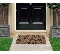 Coco&Coir Door Mat Natural Coir | Non-Slip | Thick Coir | Premium Quality | Rubber Backed | Eco-Friendly | Indoor | Outdoor | Heavy Duty | Leaves Theme | Entrance Door Mat | 45 x 75 cm (Shadow Leaves)