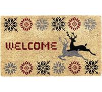 Coco&Coir Door Mat | Non-Slip | Thick Coir | Premium Quality | Rubber Backed | Eco-Friendly | Indoor | Outdoor | Heavy Duty | Christmas Theme | Xmas Entrance Door Mat | 45 x 75 cm (Stag Xmas)