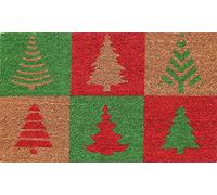 Coco&Coir Door Mat | Non-Slip | Thick Coir | Premium Quality | Rubber Backed | Eco-Friendly | Indoor | Outdoor | Heavy Duty | Christmas Theme | Xmas Entrance Door Mat | 45 x 75 cm (Christmas Tree)