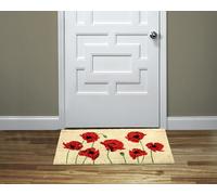 Coco&Coir Door Mat | Non-Slip | Thick Coir | Premium Quality | Rubber Backed | Eco-Friendly | Indoor | Outdoor | Heavy Duty | Flower Themed | Entrance Door Mat | 45 x 75 cm (Eternal Poppy)