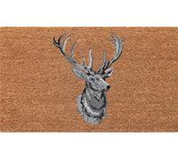 Coco & Coir Door Mats Indoor/Outdoor | Non Slip Bold Stag Head Design Entrance Mat (Stag Head 45cm x 75cm)