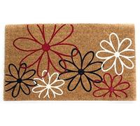 Coco&Coir Door Mats | Natural Coir | Non-Slip | Thick Coir | Premium Quality | Rubber Backed | Eco-Friendly | Indoor | Outdoor | Heavy Duty | Entrance Door Mat | 45 x 75 cm (Bloom three)