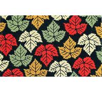 Coco&Coir Natural Coir | Non-Slip | Thick Coir | Premium Quality | Rubber Backed Eco-Friendly | Indoor | Outdoor | Entrance | Leaves design | Entrance Door Mat | 45 x 75 cm (Maple Rain)