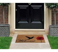 Coco&Coir Natural Coir | Non-Slip | Thick Coir | Premium Quality | Rubber Backed | Eco-Friendly | Indoor | Outdoor | Heavy Duty | Flower Theme | Entrance Door Mat | 45 x 75 cm (Poppy Nectar)