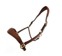 Coco Equestrian Cognac Brown Adjustable Leather Padded Comfort Headcollar Halter - Cob