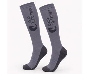 Coco Equestrian Light Grey Unisex Child Breathable Knee High Long Boot Horse Riding Socks - 1 Pair