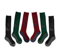 Oypla Coco Equestrian Unisex Child Breathable Knee High Long Boot Horse Riding Socks - 3 Pairs - Red/Green/Dark Grey