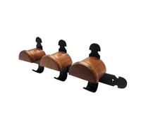 Coco Equestrian Wooden Triple Bridle Hook Rack Hanger with Cast Iron Bracket