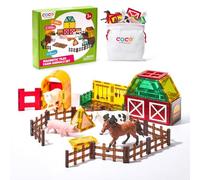 COCO&Friends Magnetic Tiles Farm Animals for Toddlers Kids Ages 3-8, Magnetic Blocks Building Toys Kids Magnetics Toys, Birthday Gifts for 3 Year Olds Girl Boy Sensory Development Toys