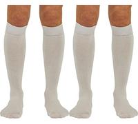 Coco&Hazel, Men's Knee High Long Socks 2 Pairs Pack, Combed Cotton, Seamless Toe, Cream 8-11