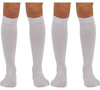 Coco&Hazel, Men's Knee High Long Socks 2 Pairs Pack, Combed Cotton, Seamless Toe, White 4-7