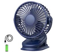 COCO & HAZEL USB Desk Fan Powerful, Mini Table Fan Silent with Strong Airflow - 4 Speeds Rechargeable Personal Stroller Fan, Timing, Portable Small Fan for Home Camping Office