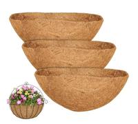 Coco Mat Header Wall Basket Wall Hanging Basket Half Moon Coconut Liner 3 Pcs Plant Pot Liner Gardening Palm Mat Half Circle Palm Mat Basket Palm Mat Half Round Flower Basket for Gardening Natural