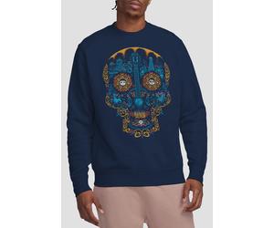 Coco Men's Colorful Day Of The Dead Skull With Miguel & Dante Sweatshirt Navy | Size: Medium Coco Navy M