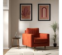 Coco Mid-Century Velvet Armchair with Dark Wood Legs terracotta