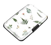 Coco Rossi Credit Card Holder RFID Aluminum Wallet Card Case Mini Business Cards Holder Metal ID Case for Men Women, Green Plants