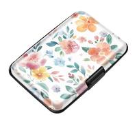 Coco Rossi Credit Card Holder RFID Aluminum Wallet Card Case Mini Business Cards Holder Metal ID Case for Men Women, Watercoler Floral