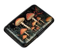 Coco Rossi Credit Card Holder RFID Aluminum Wallet Card Case Mini Business Cards Holder Metal ID Case for Men Women, Mushroom