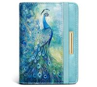 Coco Rossi Passport Holder for Travel Passport Cover Women Wallet, Peacock, Thin, Slim Passport Holder