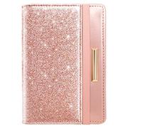 Coco Rossi RFID Blocking Travel Passport Cover - Rose Gold Floral Pattern with Elastic Band for Women