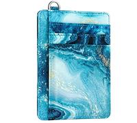 Coco Rossi Slim Wallet Women RFID Credit Card Holder Minimalist Wallets Small ID Window Card Case with Keychian, Flowing Blue, slim, Minimalist