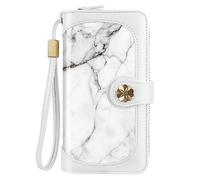 Coco Rossi Wallets for Women Multi Card Holder Wallet Clutch Wallet Card Holder Organizer Ladies Purse with Wrist strap Purse, White Marble, long purse, Casual