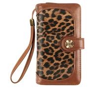 Coco Rossi Wallets for Women Multi Card Holder Wallet Clutch Wallet Card Holder Organizer Ladies Purse with Wrist strap Purse, Brown Leopard, long purse, Casual