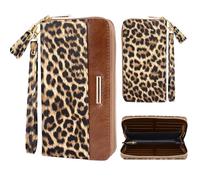 Coco Rossi Wallets for Women PU Leather Card Holder Organizer Ladies Clutch with Tassel Wristlet Wrist strap, B Light Leopard, long purse, Classic
