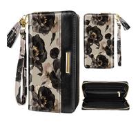 Coco Rossi Wallets for Women PU Leather Card Holder Organizer Ladies Clutch with Tassel Wristlet Wrist strap, Champagne Rose, Large