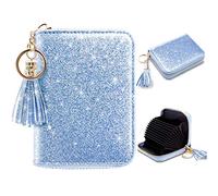 Coco Rossi Women's Small Credit Card Wallet RFID Glitter Cute Credit Card Holder Wallets for Women, A Glitter Blue, S, Minimalist