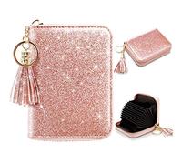 Coco Rossi Women's Small Credit Card Wallet RFID Glitter Cute Credit Card Holder Wallets for Women, A Glitter Pink, S, Minimalist