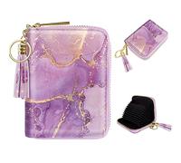 Coco Rossi Women's Small Credit Card Wallet RFID Glitter Cute Credit Card Holder Wallets for Women, C Purple Marble, S