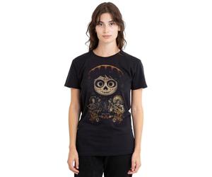 Coco Women's Coco Painted Poster with Miguel Skull, Hector and Ernesto Ladies T Shirt, Black T-Shirt