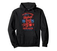 Cocoa Beach Florida Retro Hotrod Surf Design Pullover Hoodie