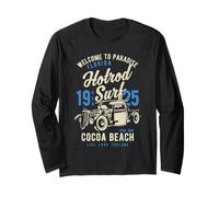 Cocoa Beach Florida Retro Hotrod Surf Distressed Design Long Sleeve T-Shirt