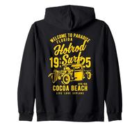 Cocoa Beach Florida Retro Hotrod Surf Distressed Design Zip Hoodie