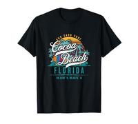 Cocoa Beach Florida Retro Sun Sand Surf Surfing Palm Trees T-Shirt