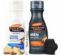 Cocoa Butter Set Palmer's - 250ml Body Lotion + Men 3-in-1 (2 x 250 ml) with Vitamin E + Spatula | Coco Butter Moisturiser | Body Butter for Dry Skin | Face Cream for Men | Gift Ready Set