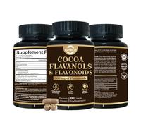 Cocoa Cardio Health Supplement, High Flavanol Cocoa Powder | 500mg Cocoa Flavanols | Support Heart Health, Boost Nitric Oxide, Blood Circulation, Energy | Dark Chocolate | 60 Vegan Capsules