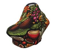 Cocoa Plant Nursing Cover 360° Full Coverage Leaves Flower Stretch Scarf for Breastfeeding and Car Seat Cover Fit for Most Pushchairs and Prams