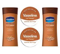 Cocoa Radiant Body Lotion and Cocoa Butter Lip Balm Set. 2x 200ml Intensive Care Lotion & 2x 20g Lip Therapy that soothes dry lips