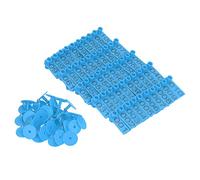 Cocoarm 100 Sets Numbered Cattle Ear Tags PP Livestock Ear Tag 5.3 X 1.8cm with Tag Pins for Cow Sheep Identification Farm Animal Record Management (Blue)